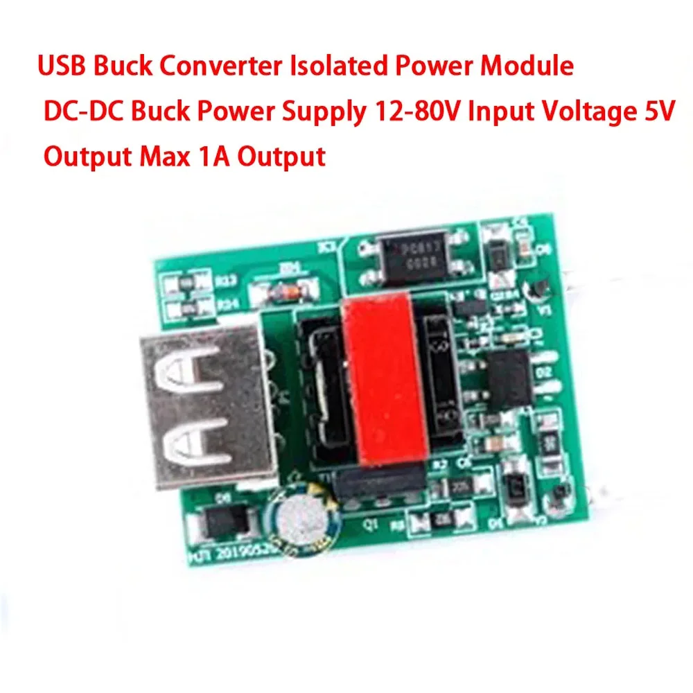 1Pcs USB DC Step Down Module Isolated Power Supply Buck Converter Stabilizer 12V 24V 36V 48V 72V to 5V 1A