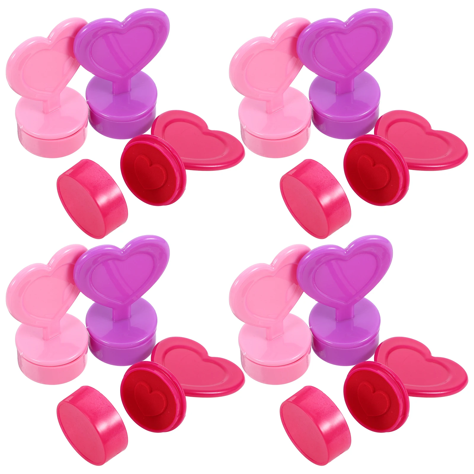 

12 Pcs Heart Shaped Stamps Cute Plastic Safe Crafting Kids Party Supplies Cartoon Design Rubber Scrapbooking Tools