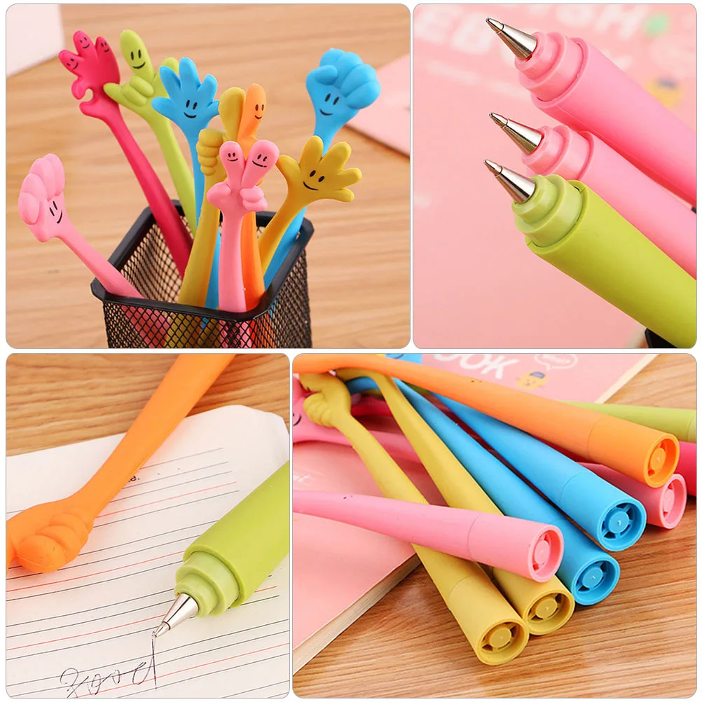 8 pçs engraçado expressão dos desenhos animados esferográfica de silicone para crianças estudantes escrevendo canetas criativo gesto design portátil diversão canetas