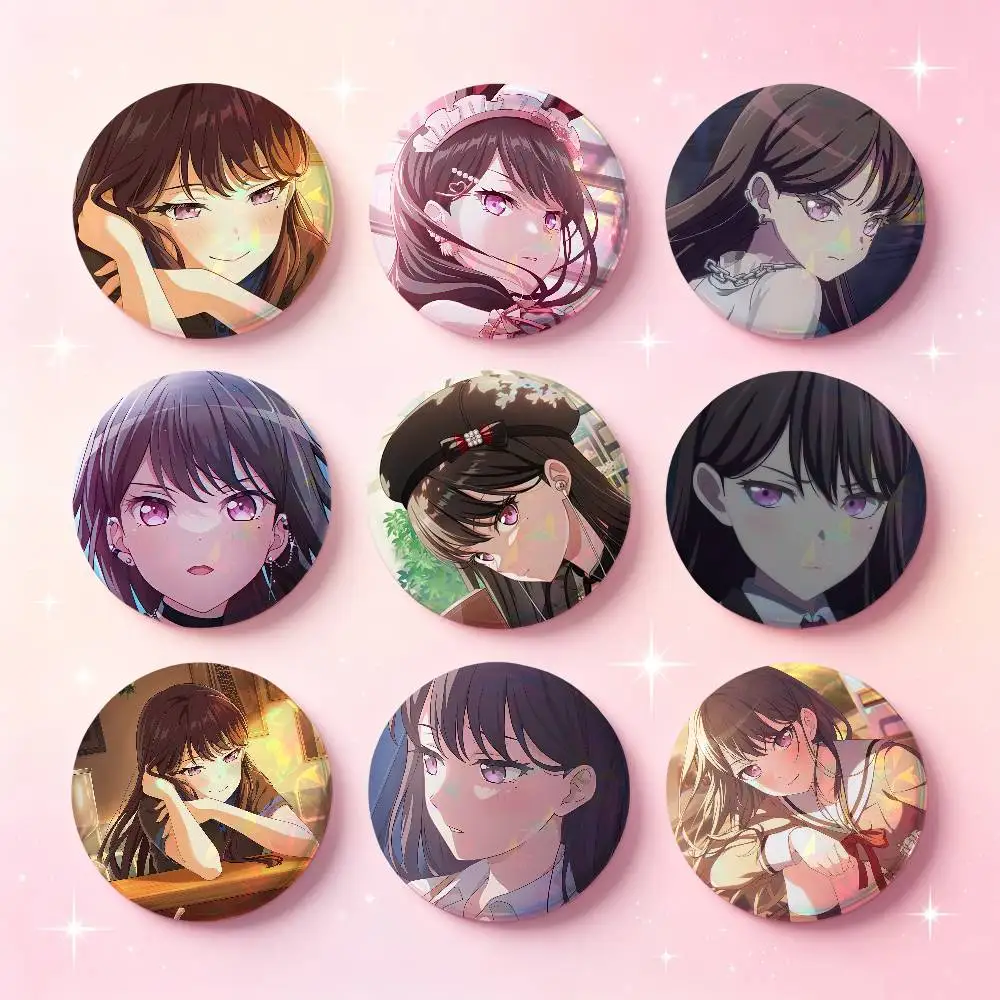 Shiina Taki BanG Dream Anime-Abzeichen, runde, kreative Anstecknadel, Brosche, Taschen-Deko-Accessoires, Geschenke für Fans und Freunde