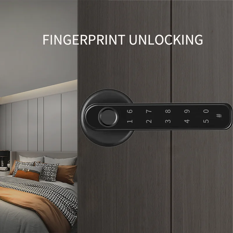 Smart Lock with Five in One Unlocking Mode for Indoor Wooden Door,Tuya Electronic Lock for Keyless Entry