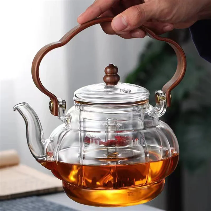 

Steaming and Boiling Dual-purpose Glass Teapot With Tea Strainer Infuser Flower Puer Cooking Kungfu Tea Set Lifting Beam Tea Pot