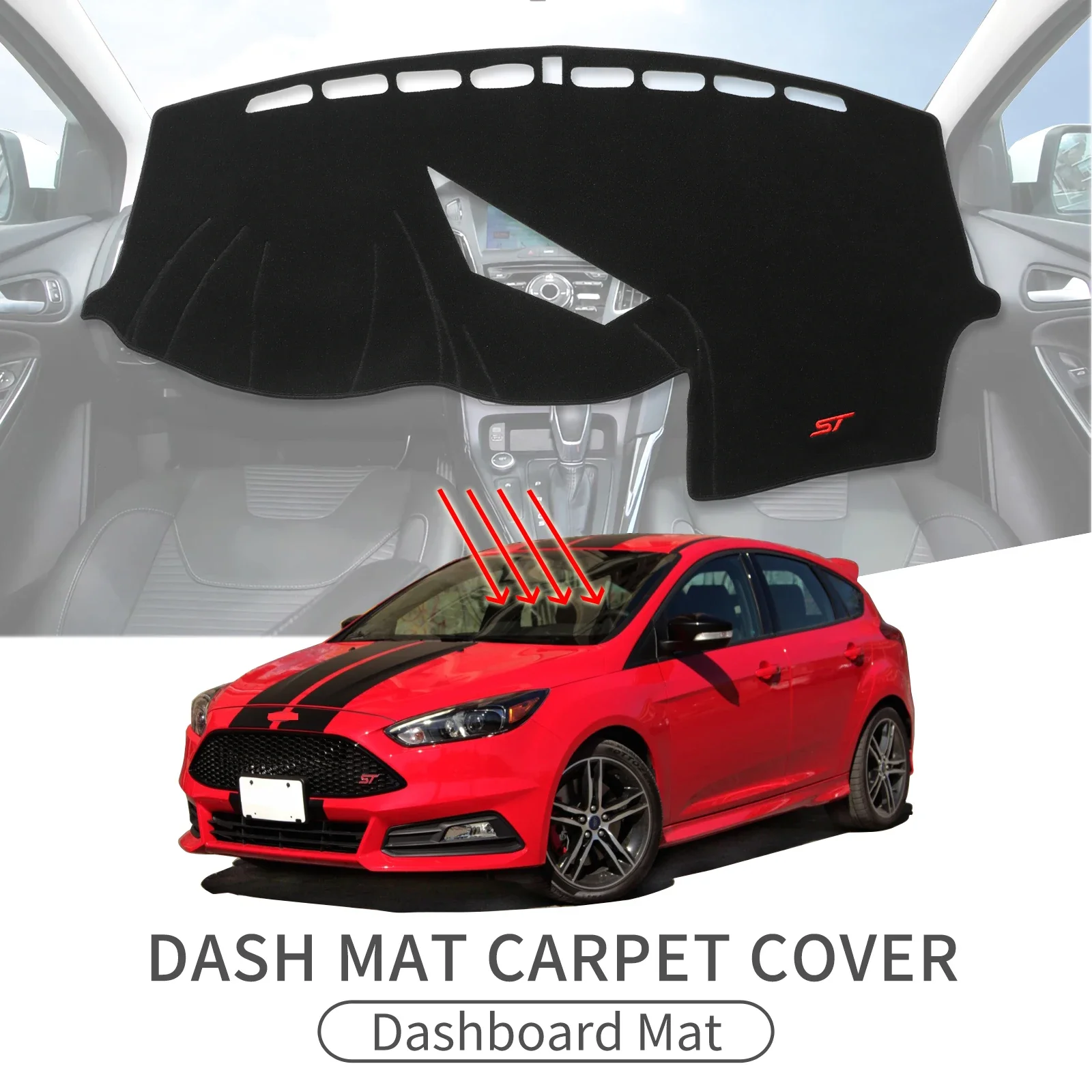 

Коврик на приборную панель для Ford Focus ST RS 2012-2018, защитный от солнца, ковровый, для приборной панели, Dashmat