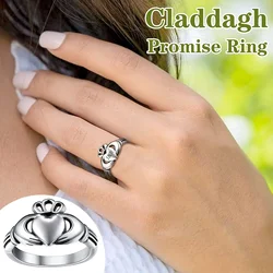 ChainsPro Claddagh Rings for Love Retro-style Stainless Steel 14K Gold Plated Crown Heart Hand Women Wedding Anniversary Ring