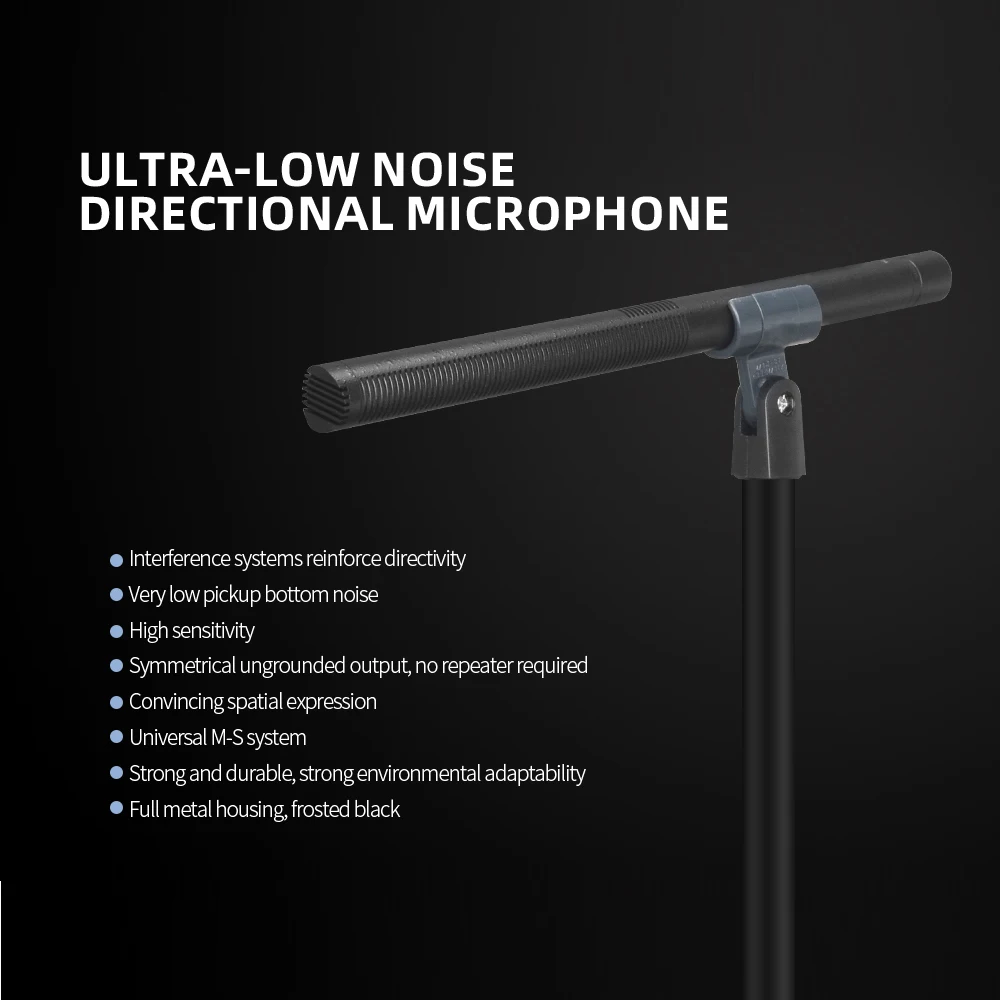 MKH 418 S is an M-S Standard Stereo Gun Type Directional Microphone For Indoor Outdoor Movies Broadcasting Television Reporting