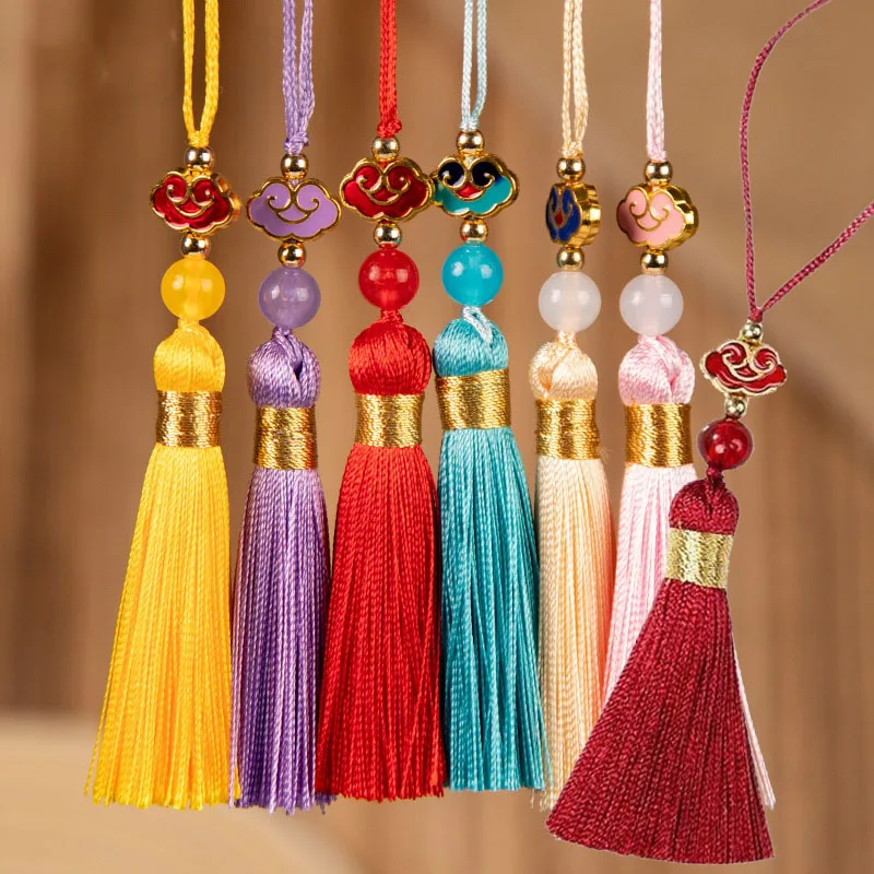 

New 5-20Pcs 6cm Classical Tassels Handmade Silky Tassel With Acrylic Beads For DIY Craft Jewelry Finding Bookmarks Decoration