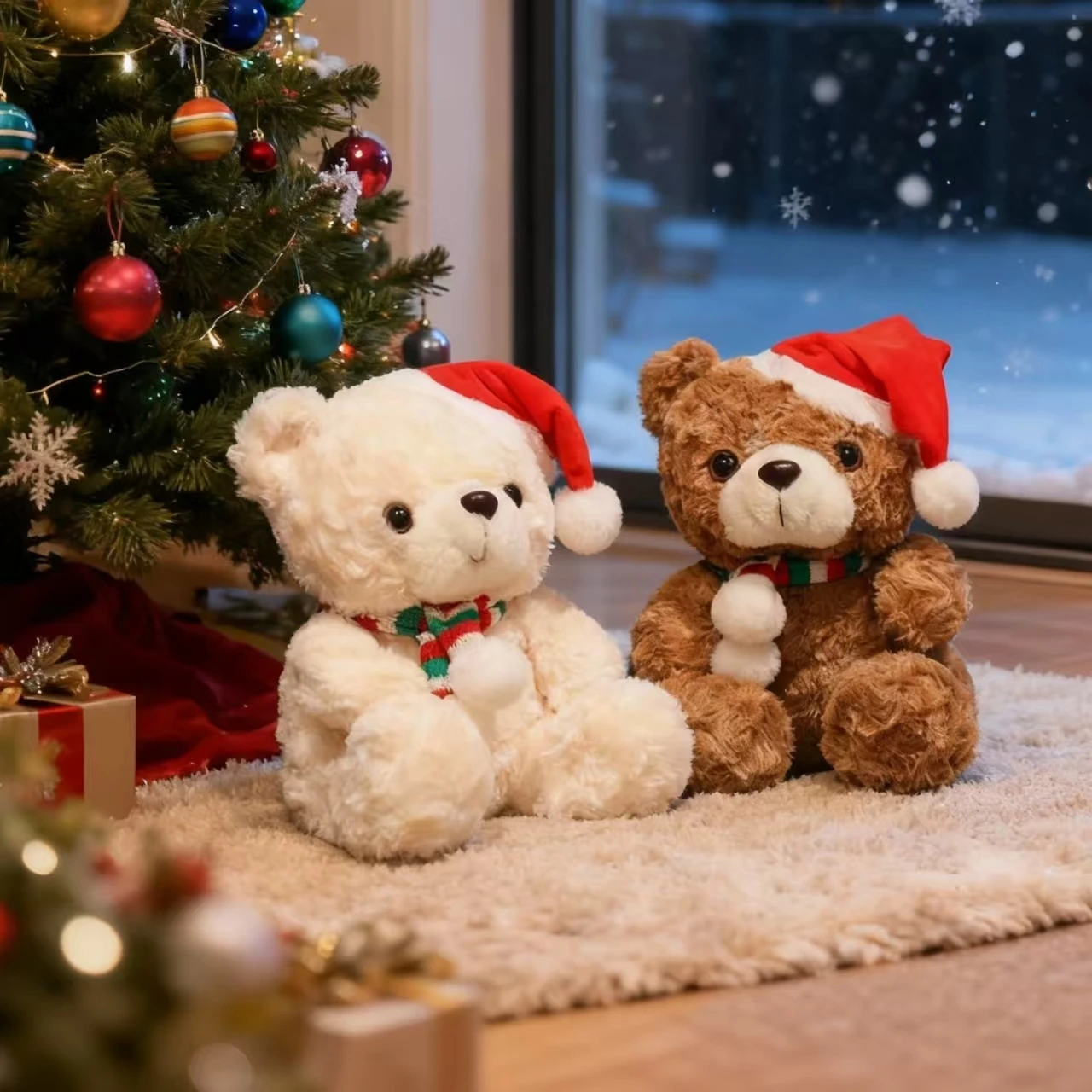 

Cute Bear Christmas Plush Toy Doll Holiday Gift Soft and Adorable Bear Christmas Decoration Figurine