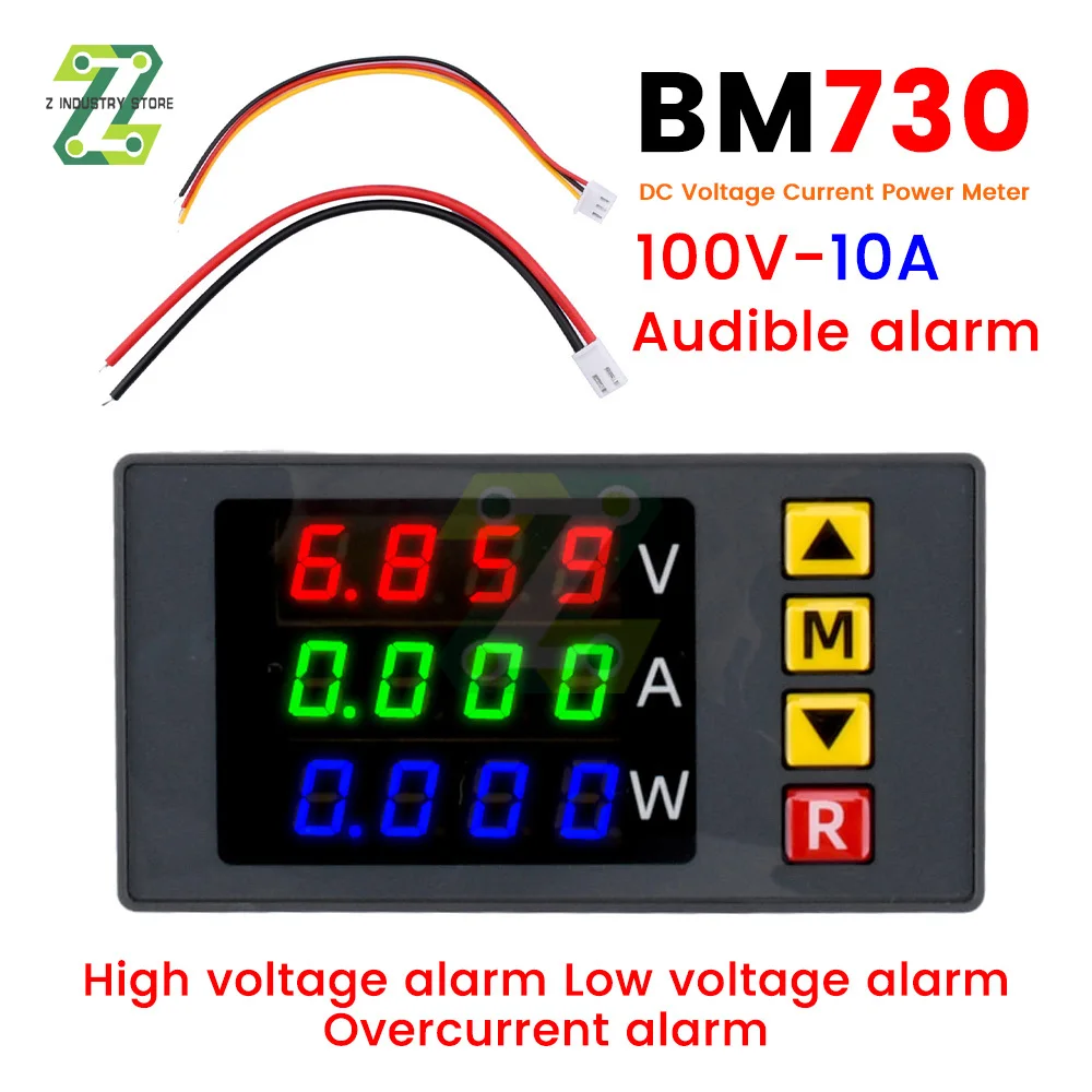 Bm730 Dc 100v 10a 1000w Power Meter High Precision Digital Display Voltage Current Power Meter With Buzzer