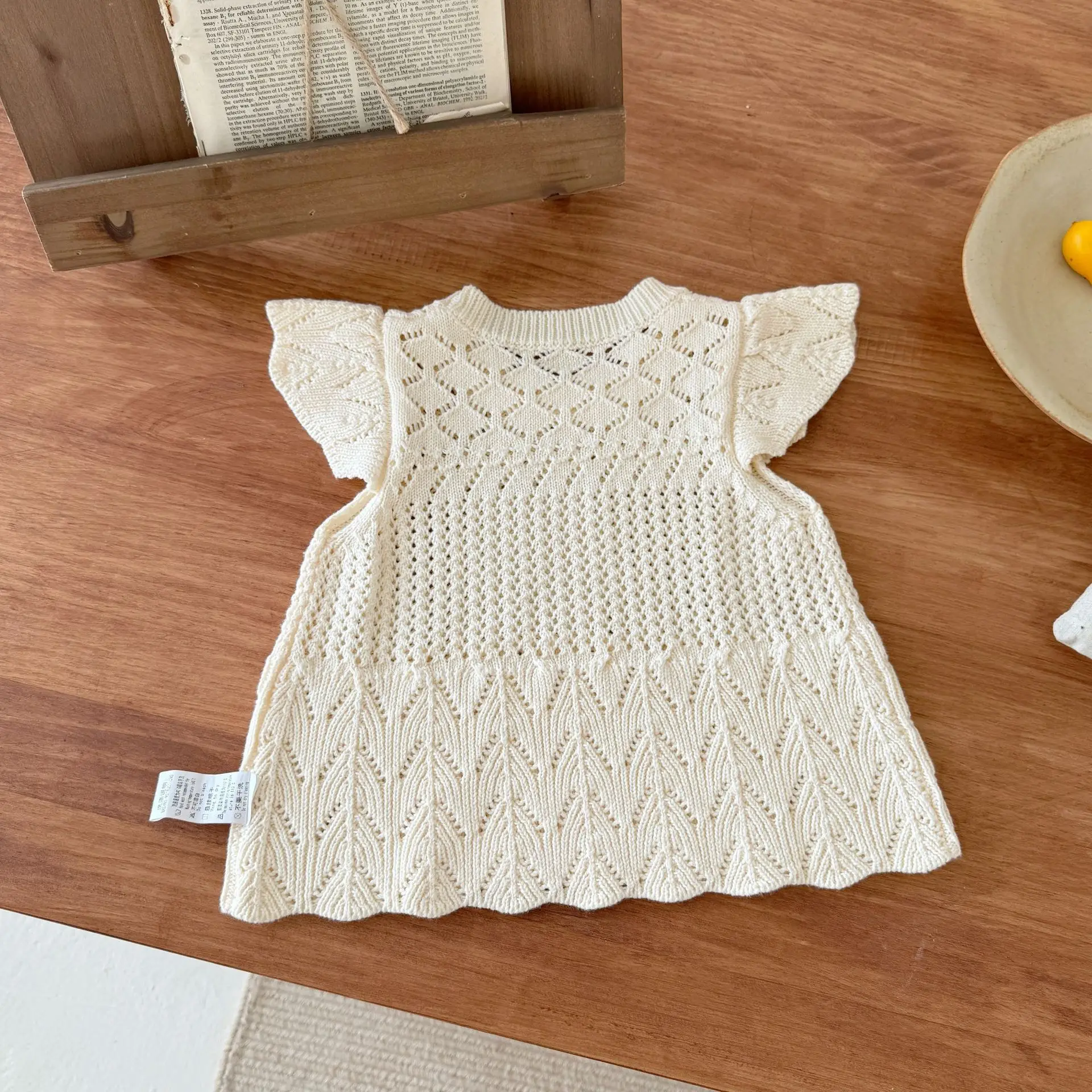 Autumn and Winter New Arrival High-Quality Women's Baby Sweaters with Cropped Sleeves Knit Tank Tops Jacquard Mesh Knit Shirts