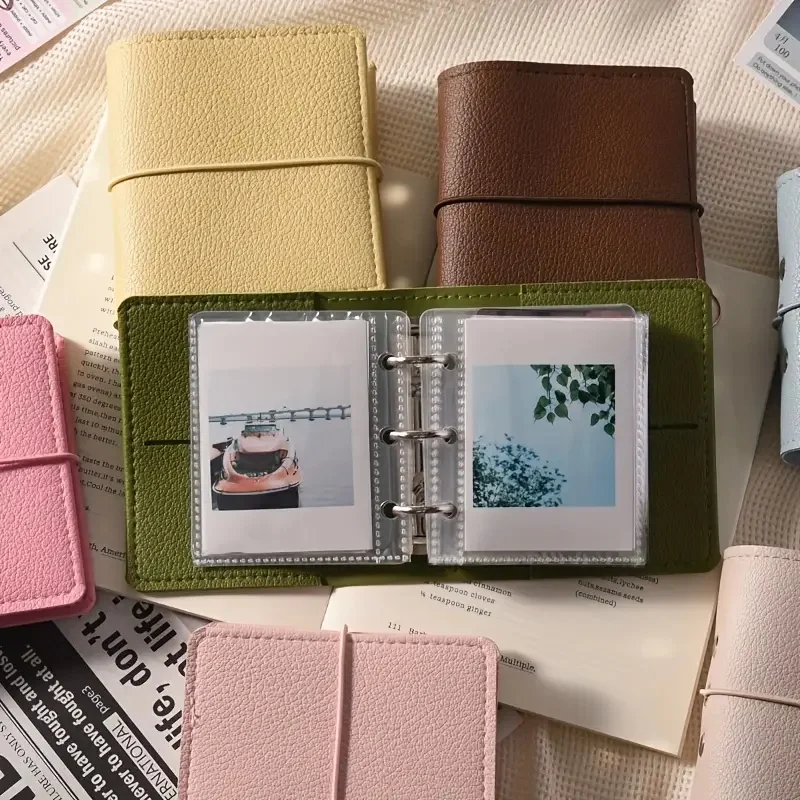 Mini Faux Leather Pocket Photo Album 25 Pages Album Photo Card Binder 3-Inch Photo Book Loose-Leaf Album Birthday Party Gifts