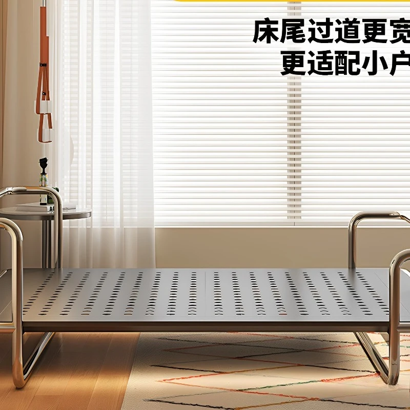 Stainless Steel Bed Wrought Iron Bed Double Bed Light Luxury Metal Minimalist Industrial Style Medieval Iron Frame