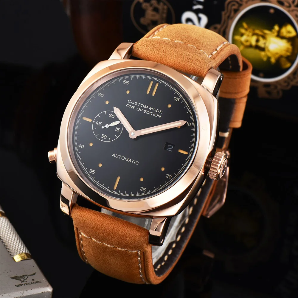 Men\'s Fashion Stainless Steel Watch Luxury Automatic Mechanical Watch Business Watch Glow Dial ST2557 Movement