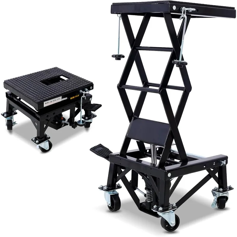 

300 Pounds Hydraulic Motorcycle Lift Scissor Jack 4 Wheels Special Off-Road Frame Pull Car Elevator Lift Repair Frame Jack Stand