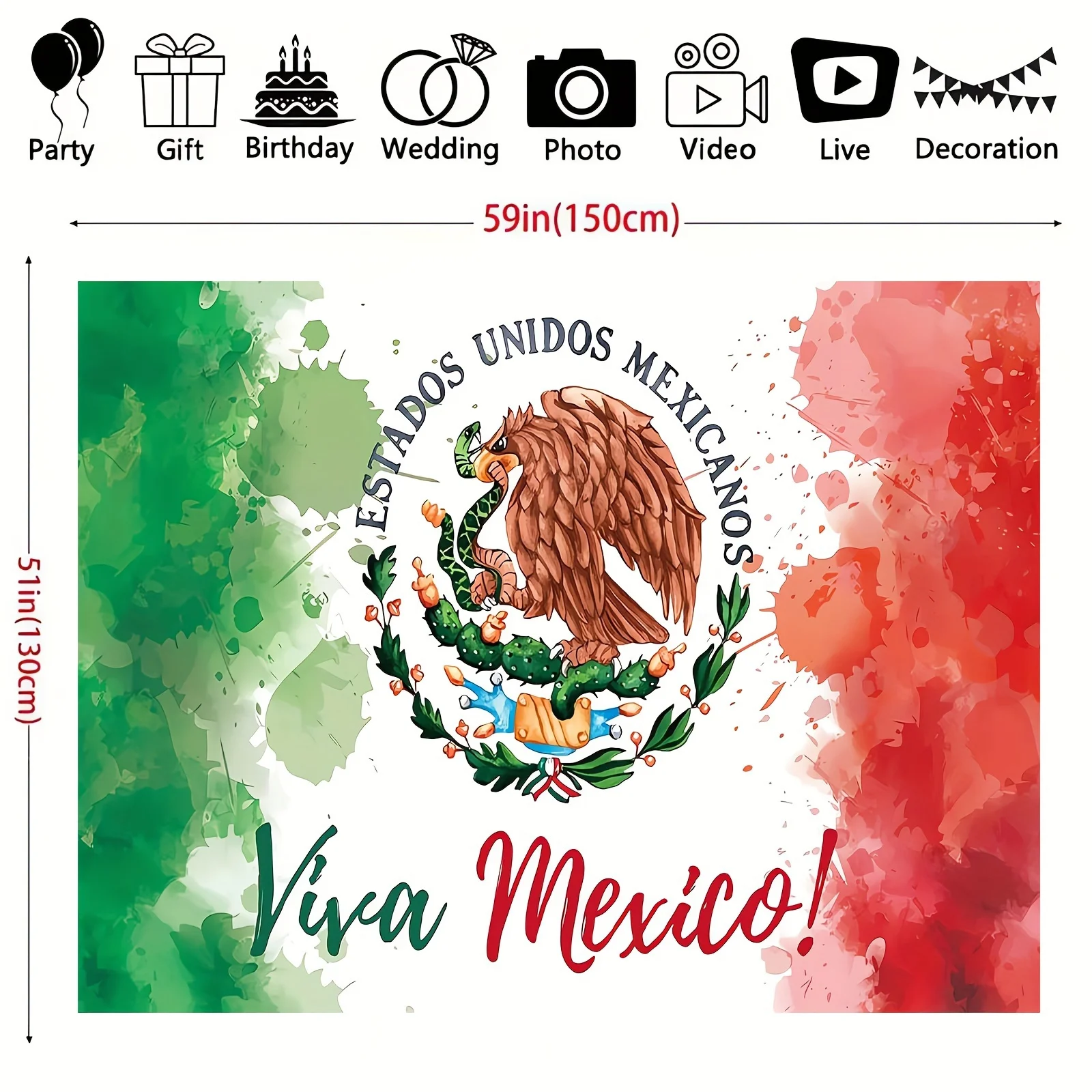 Mexican background banner Independence Day party photography background wall decoration, party decoration supplies