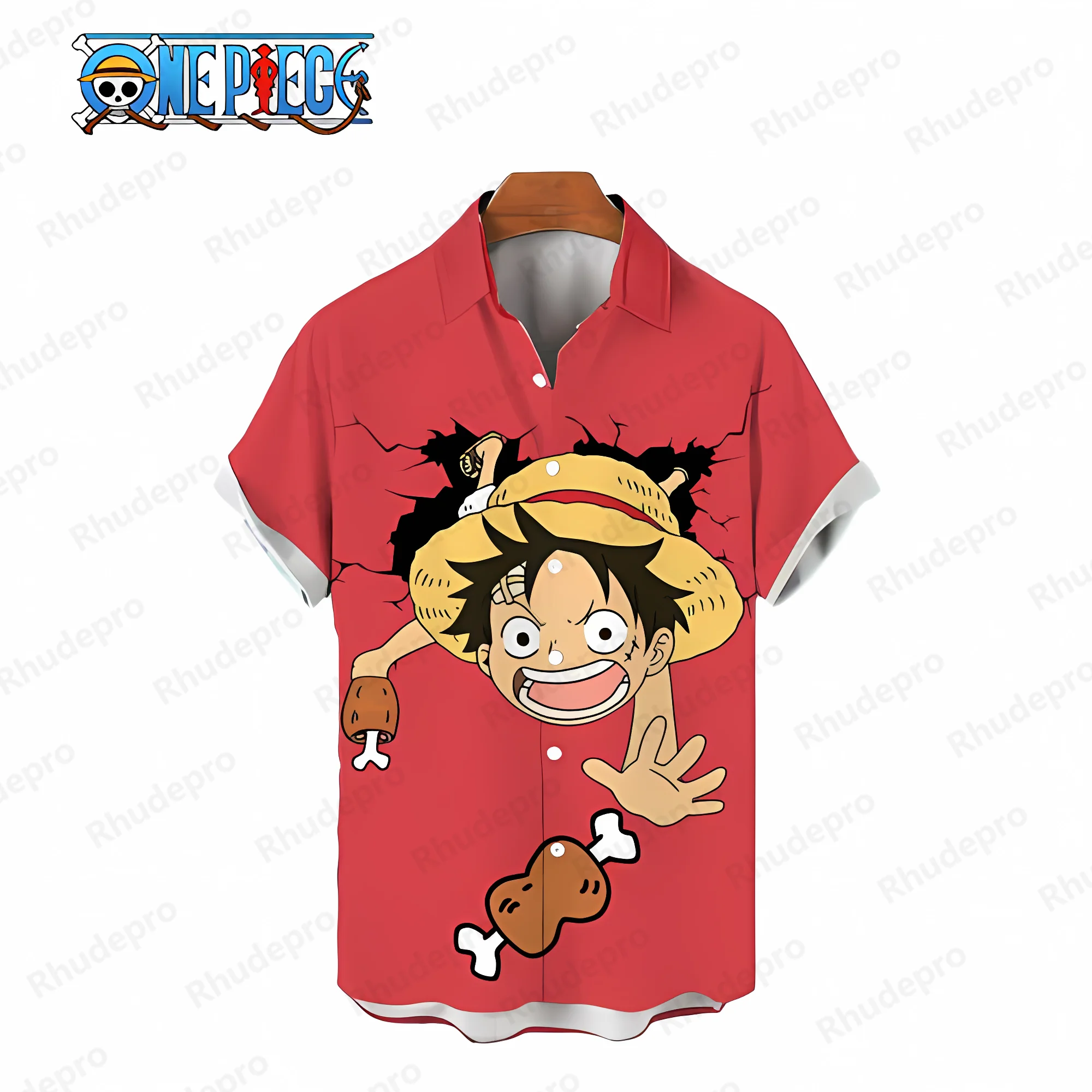 One Piece Mens Clothes Anime Men's Shirts Social Shirt Cool Monkey D Luffy Elegant Man Harajuku Blouses Fashion Tops Leisure