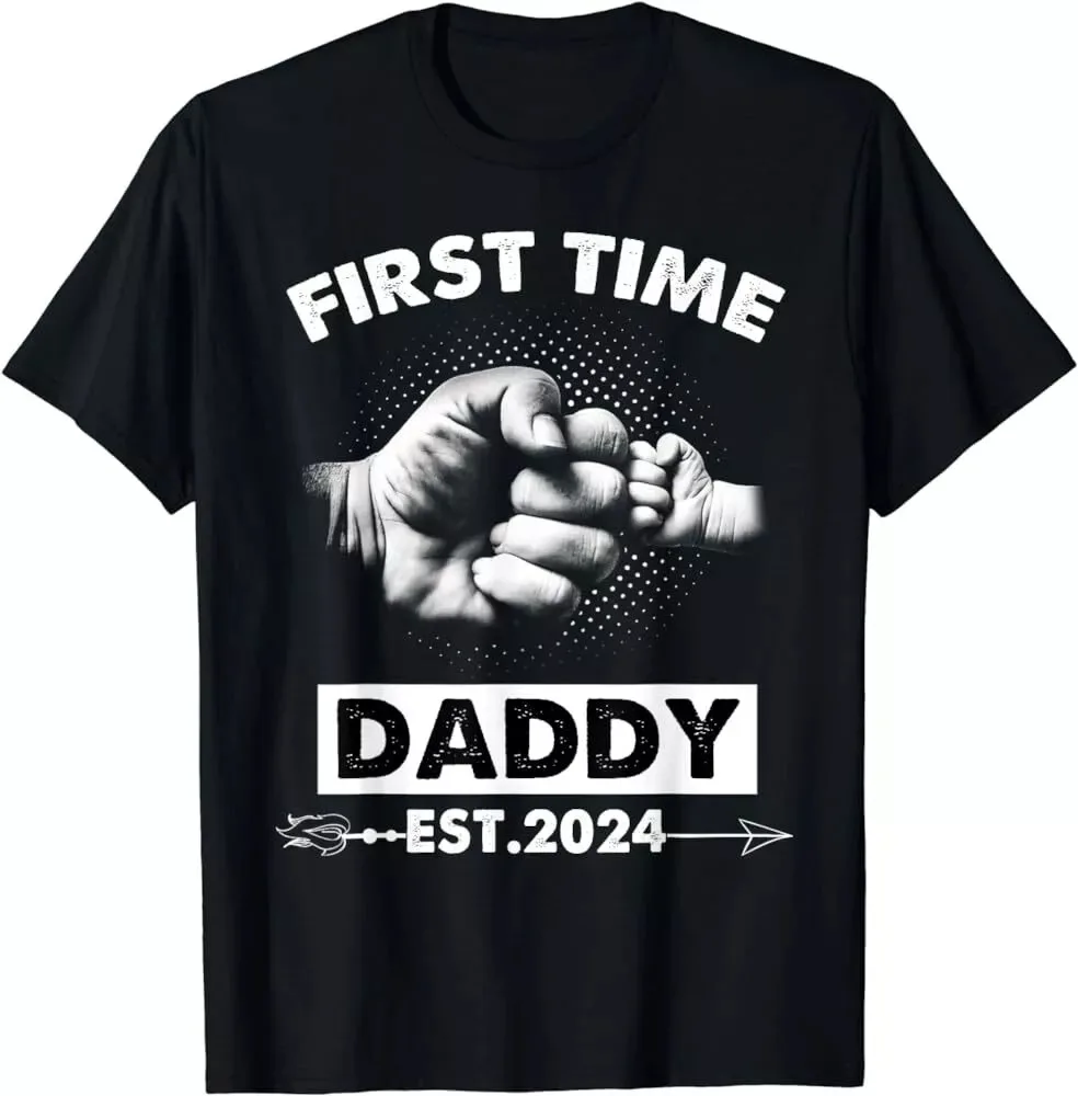 First Time Daddy New Dad Est 2024 Fathers Day T-Shirt