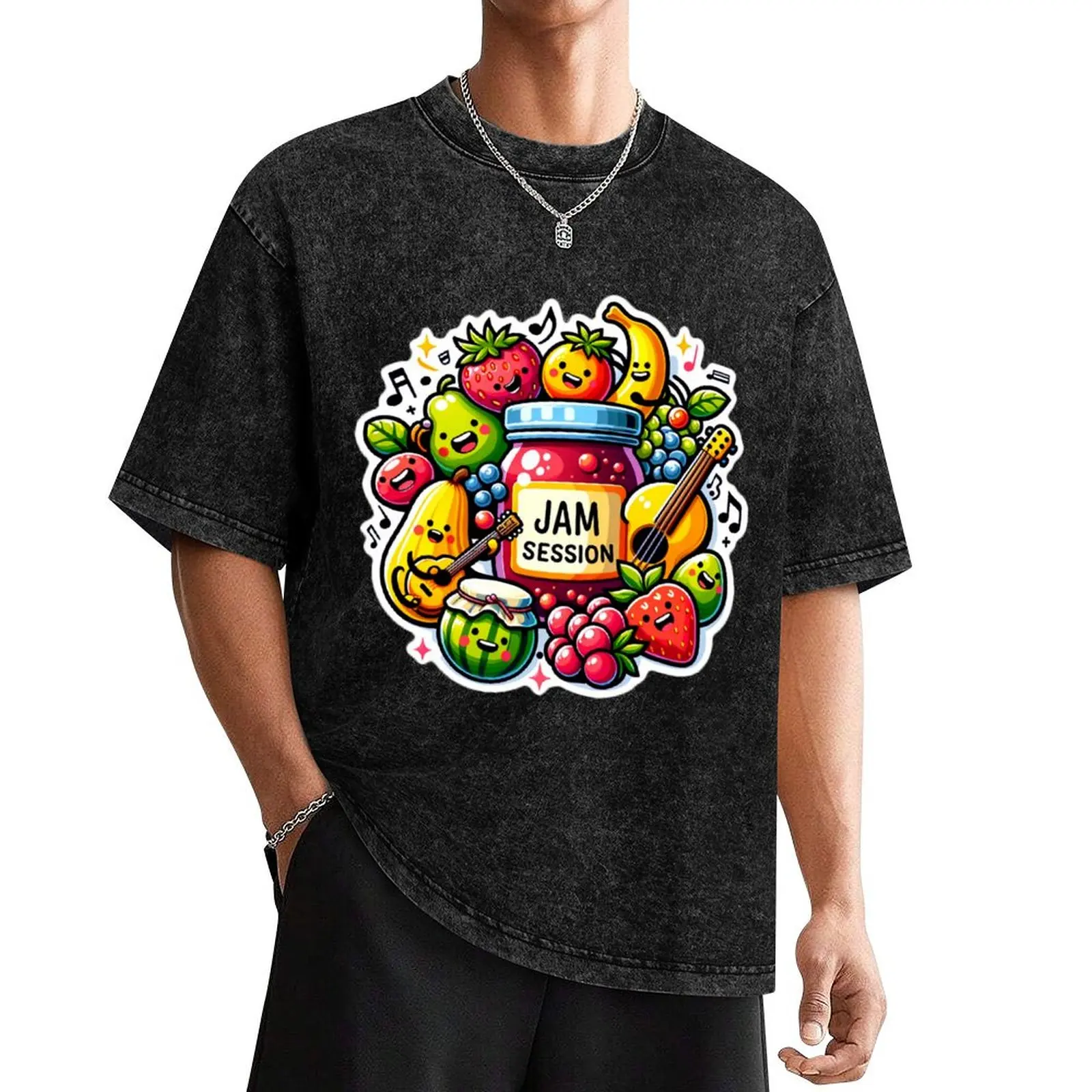 

Fruity Jam Session Musical Playful Decal Sticker T-Shirt vintage t shirts graphic t shirts anime shirt t shirts men