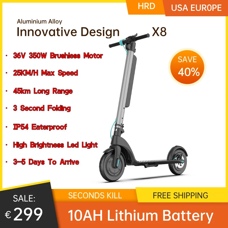 

Folding X8 portability Mobility Electric Scooter City Cheap Price Aluminium 36V350W 10ah Lithium Battery E-Scooter for Adult