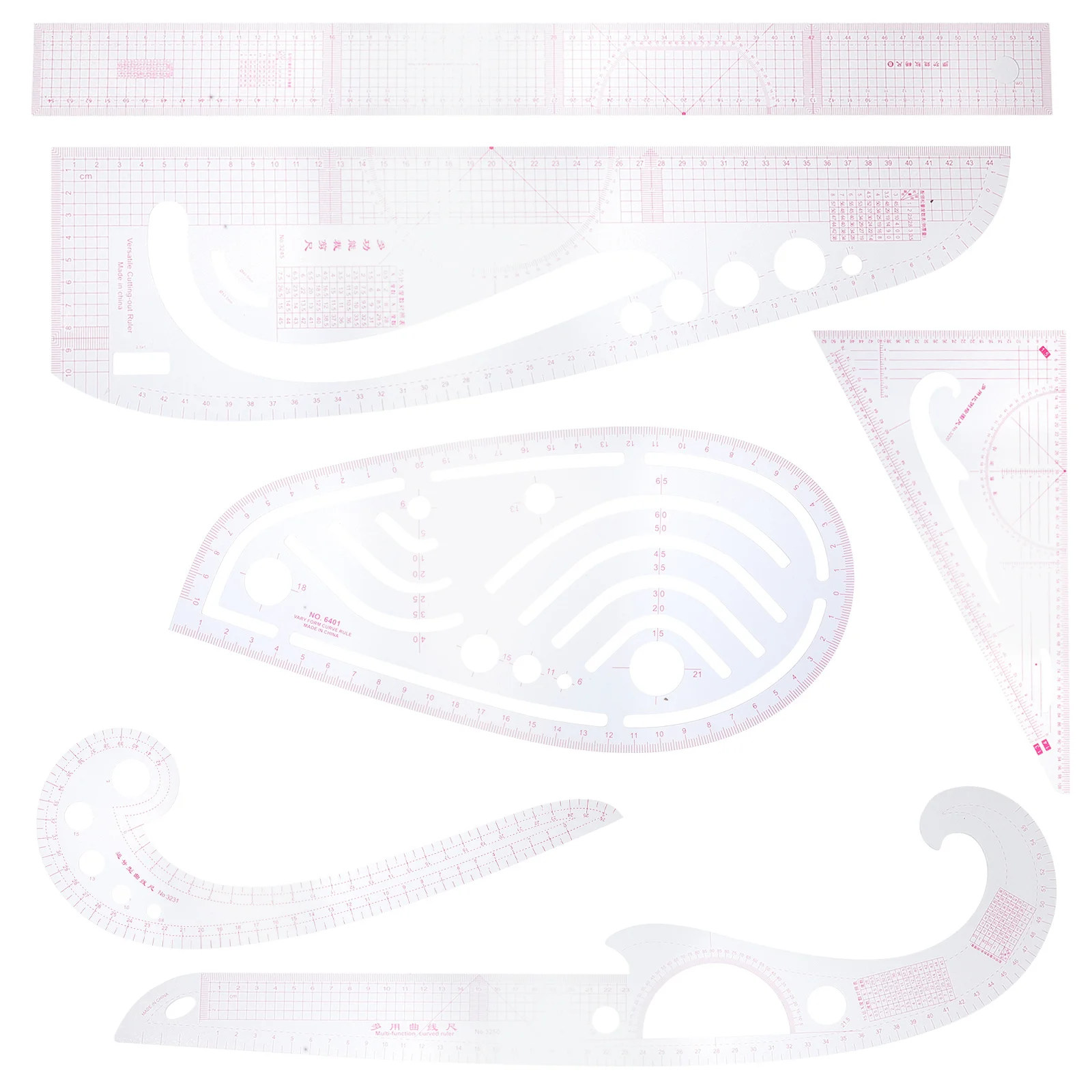 

6pcs Sewing Set Plastic Cutting Ruler For Fabric Diy Patchwork Tailor Craft Tool Measuring Ruler For Quilting Sewing Clothing
