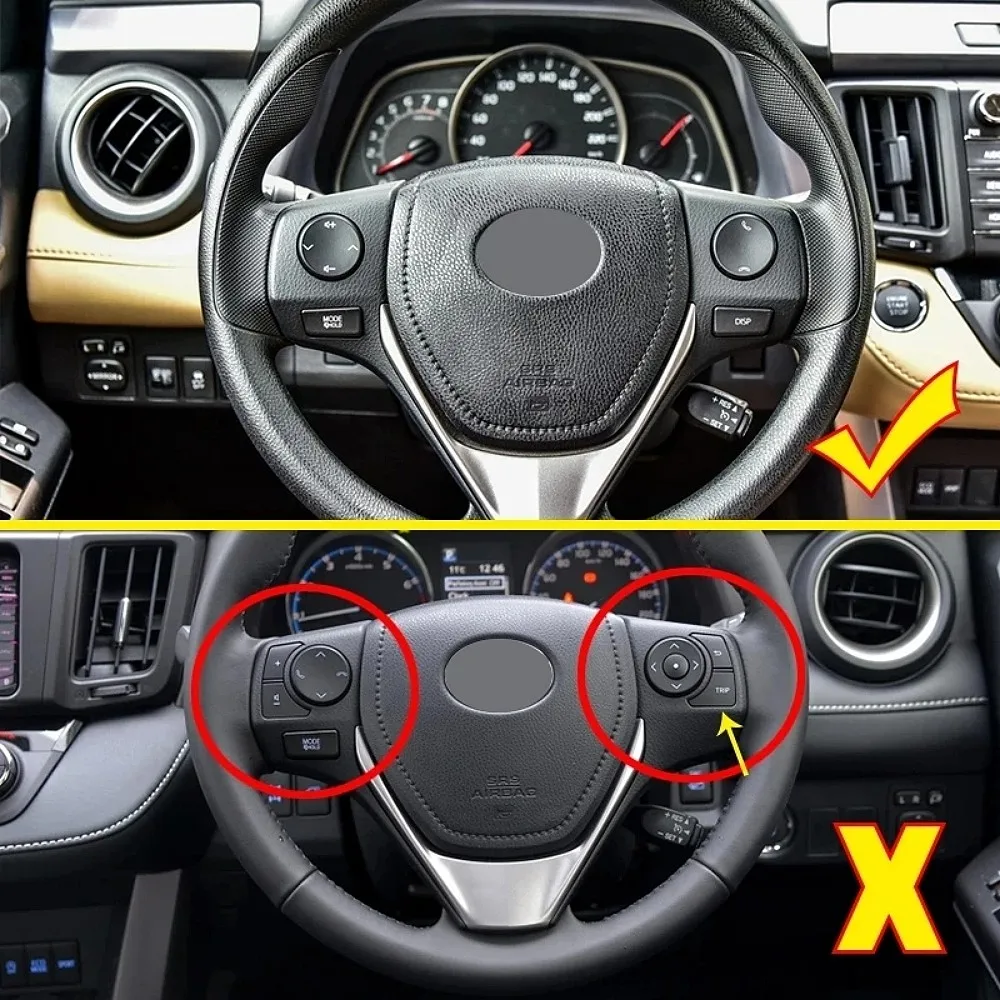 Interior Steering Wheel Button Frame Cover Trims ABS Chrome Sticker For Toyota RAV4 RAV 4 2013 2014 2015-2018 Car Accessories