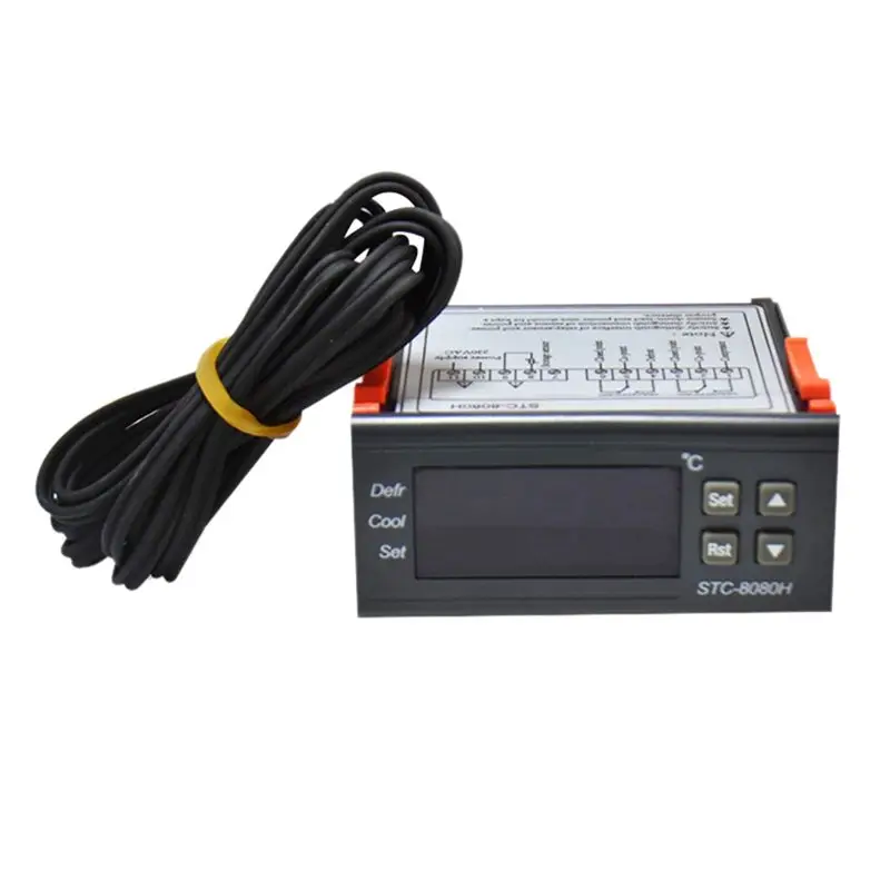 A19F-Refrigerator Thermostat Digital Display Microcomputer Temperature Controller 220V Black 1Set