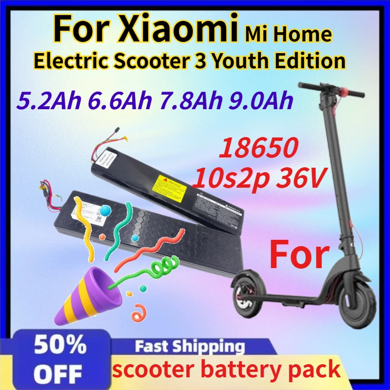 

18650 10s2p 36V 9.0Ah scooter lithium battery pack for Xiaomi Mi Home Electric Scooter 3 Youth Edition Battery High-Capacity