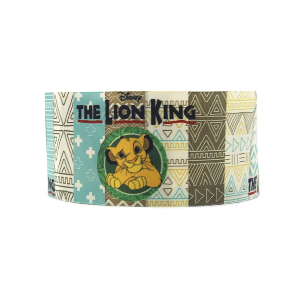 Disney 5Yards Multi Size Yellow Series the Lion King Printed Grosgrain Ribbon For Hairbows DIY Craft Supplies Cartoon Ribbons