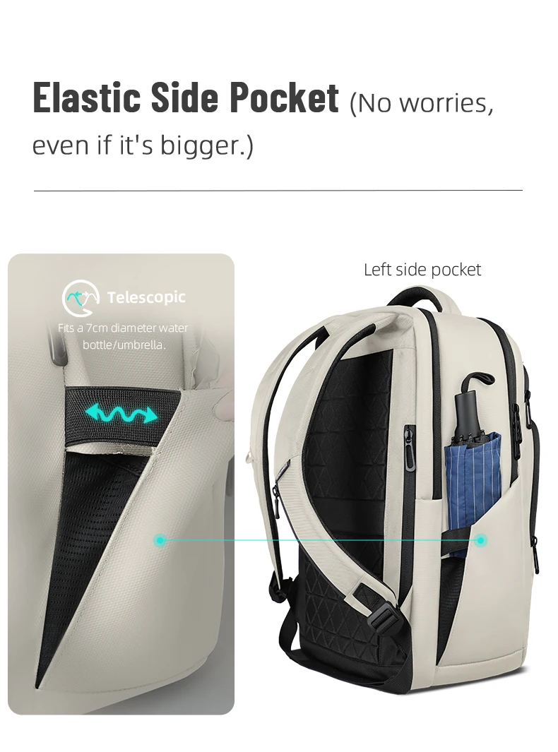 HK Großraumiger Wasserdichter Reise- und Pendler-Rucksack Weißer Modischer Business-Rucksack Leichter 17-Zoll-Laptop-Rucksack – Detail 6