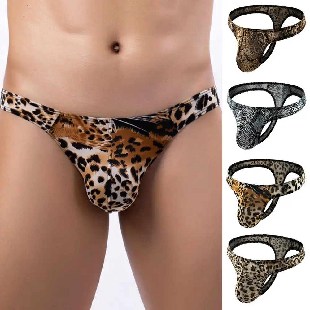 

Men Thong Sexy Low-Rise Slim Fit Briefs Leopard Print Underwear High Elasticity Breathable Panties Comfortable Daily Wear