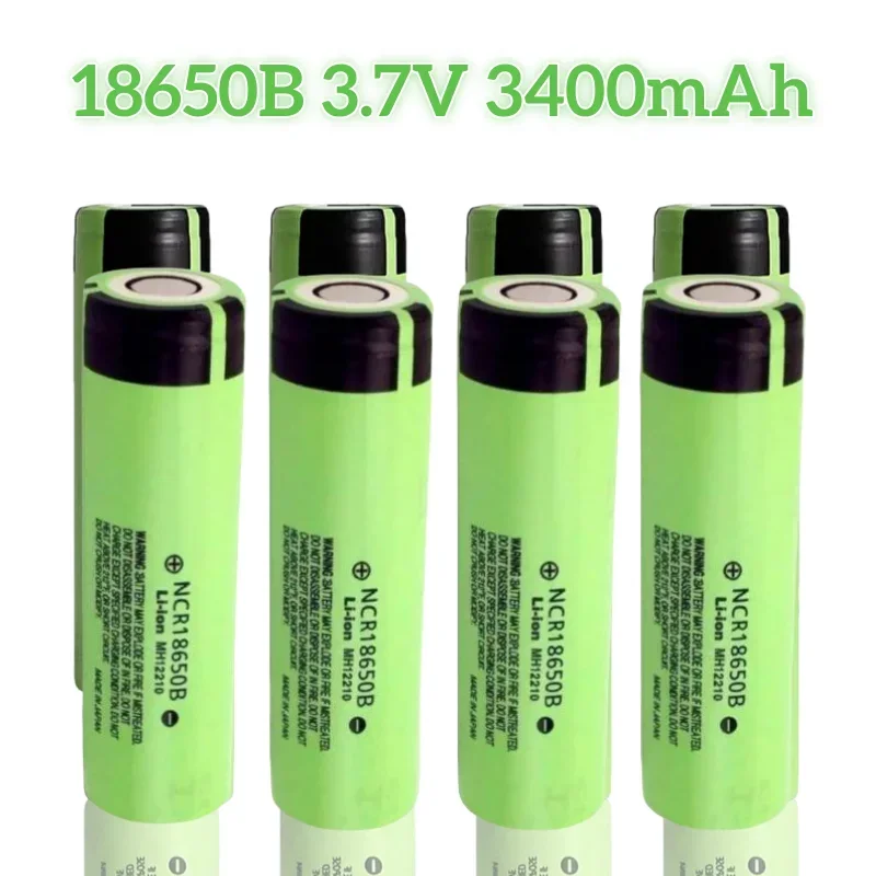 High Capacity NCR 18650B 3.7V 3400mAh 18650 Flat Head High Current Rechargeable Lithium Battery+charger