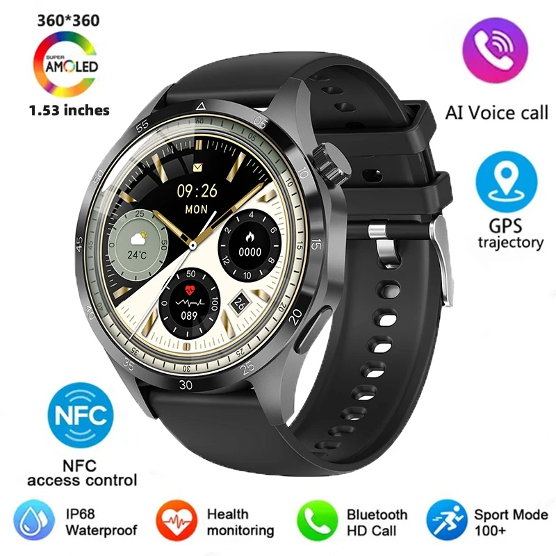 

Смарт-часы Watch GT4 Pro для мужчин с GPS, компасом, NFC, Bluetooth-вызовами, IPS-экраном 360*360, водонепроницаемые, с мониторингом здоровья и спортивными функциями