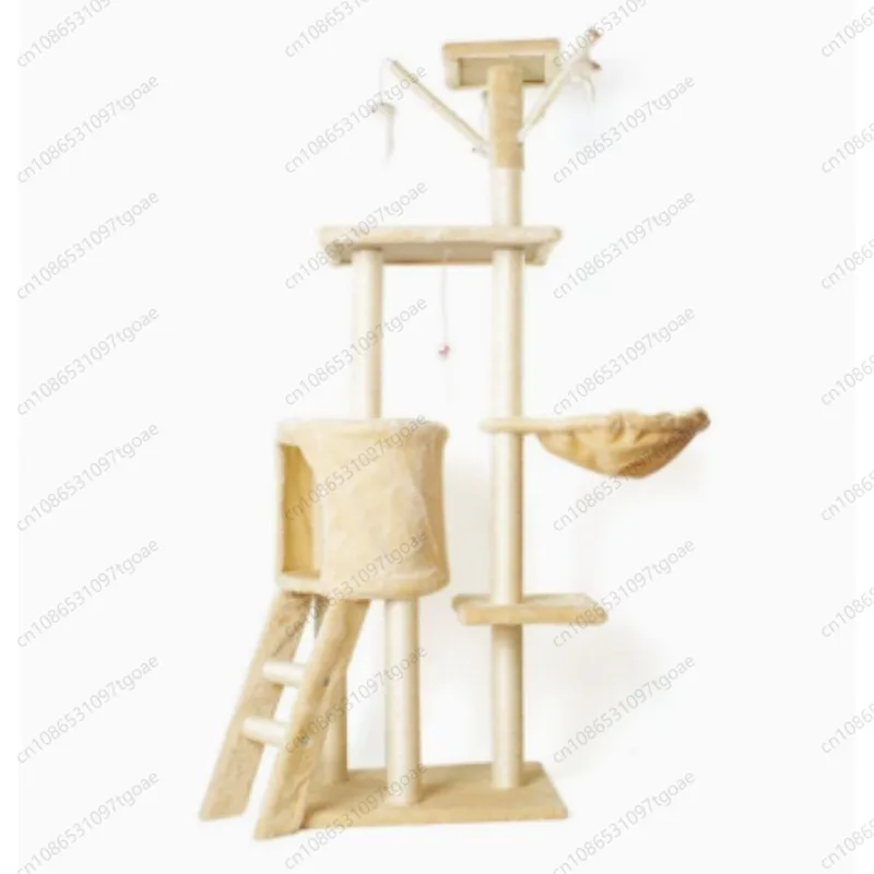 Multi Level Cat Tree Tower With Condo Hammock Ladder Sisal Scratching Posts Hanging Mouse Toys For Large Cats