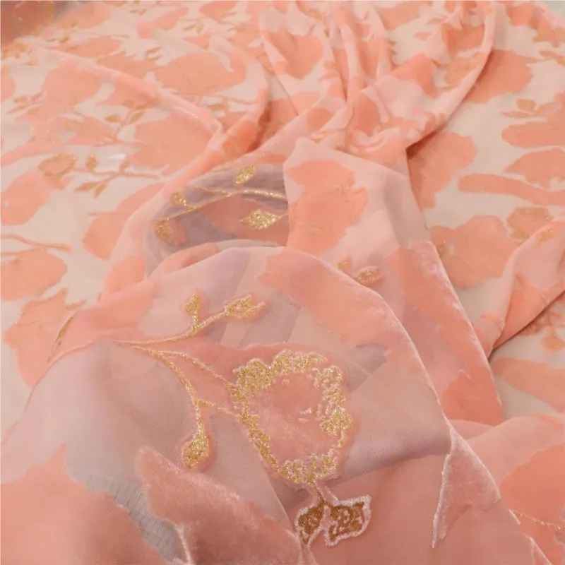 Woven velvet brocade viscose printed and gold-plated fabric women's sleeping dress cheongsam