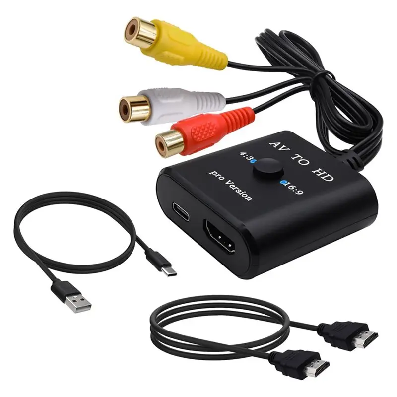 Daily Sale RCA AV To HDTV Converter 1080P CVBS Video Audio Adapter 16:9/4:3 Conversion Format Support With -Compatible Cable