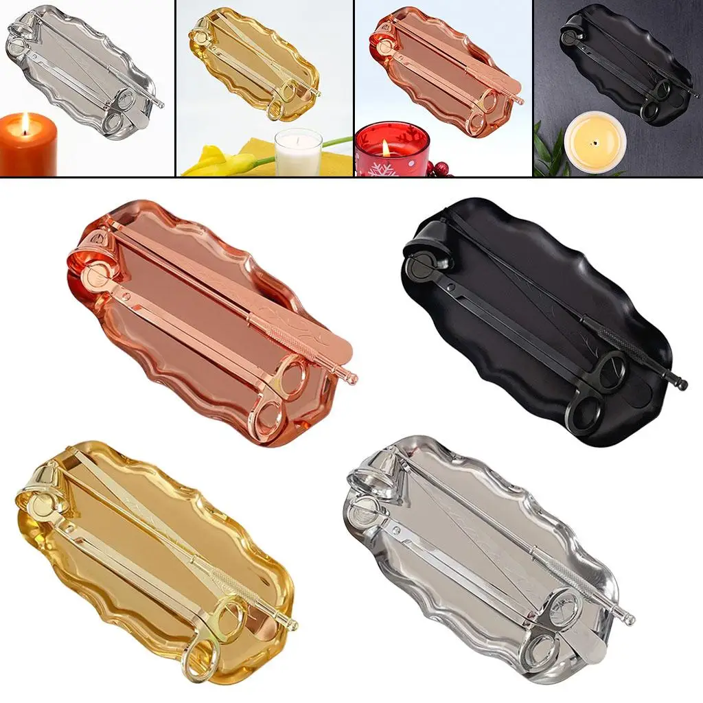 Candle Snuffer Bell with Wick Trimmer and Dipper Tool Stainless Steel Kit for Extinguishing Candles Wedding Party Home