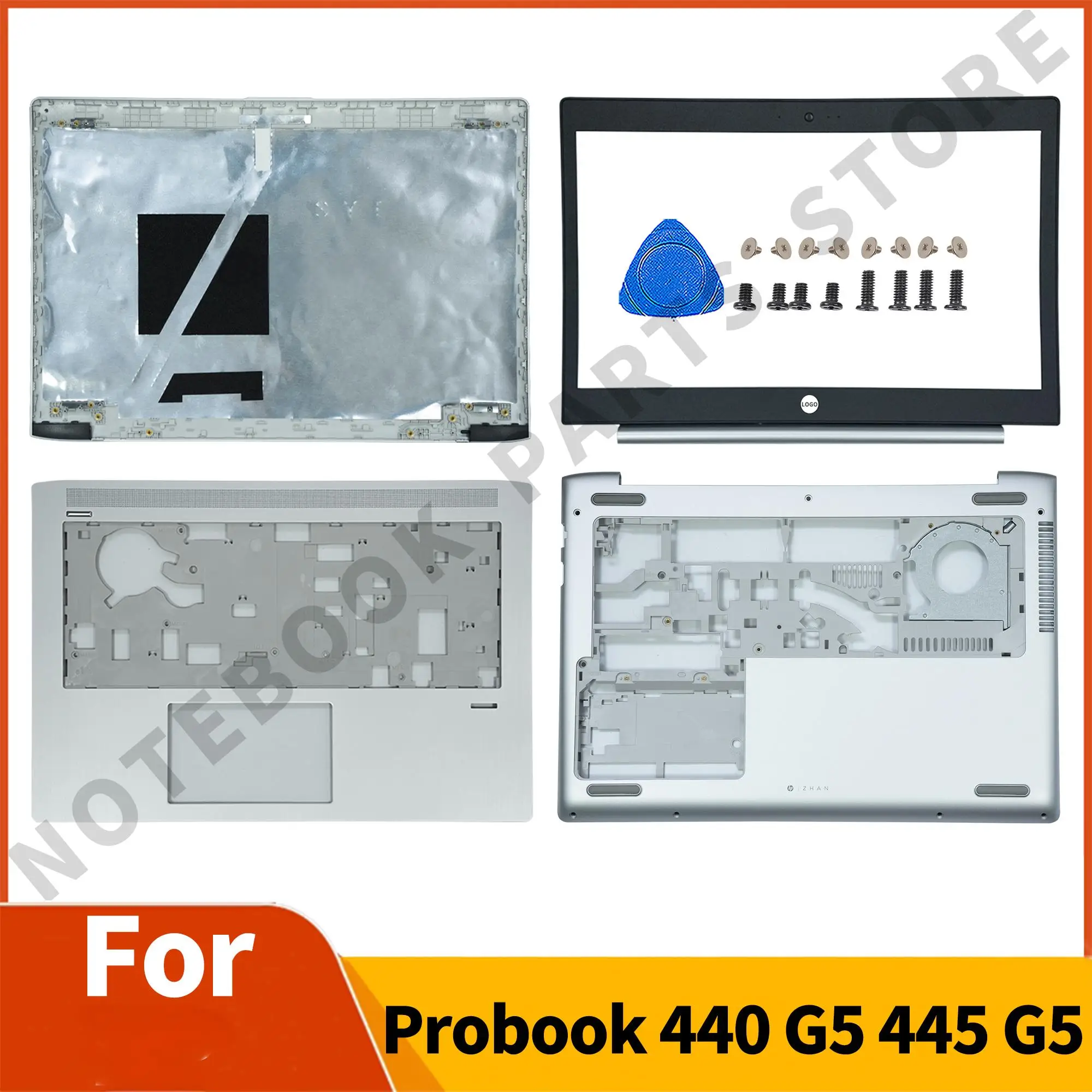 

Parts For Probook 440 G5 445 G5 Back Cover Front Bezel/Palmrest/Bottom Case Lid Replacement Silver L01055-001