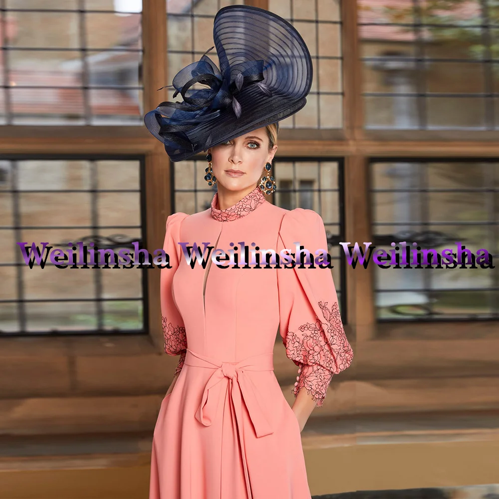 Weilinsha Ankle Length Wedding Guest Dresses Long Sleeves Applique Lace Knee  Plus Size Mother Of The Bride Dress 2025