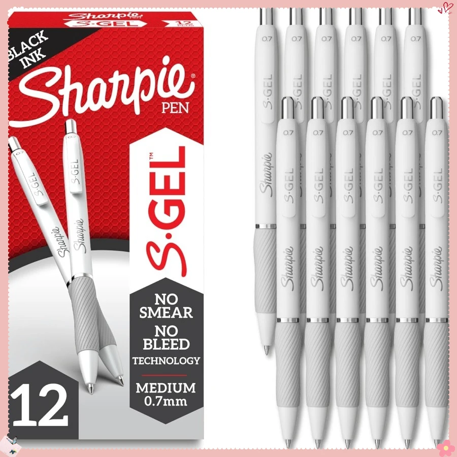 スムーズな書き心地の0.7mm中字ゲルペン、12本の黒インクペンセット、ジャーナリング、オフィスワーク、学校でのノート取りに。