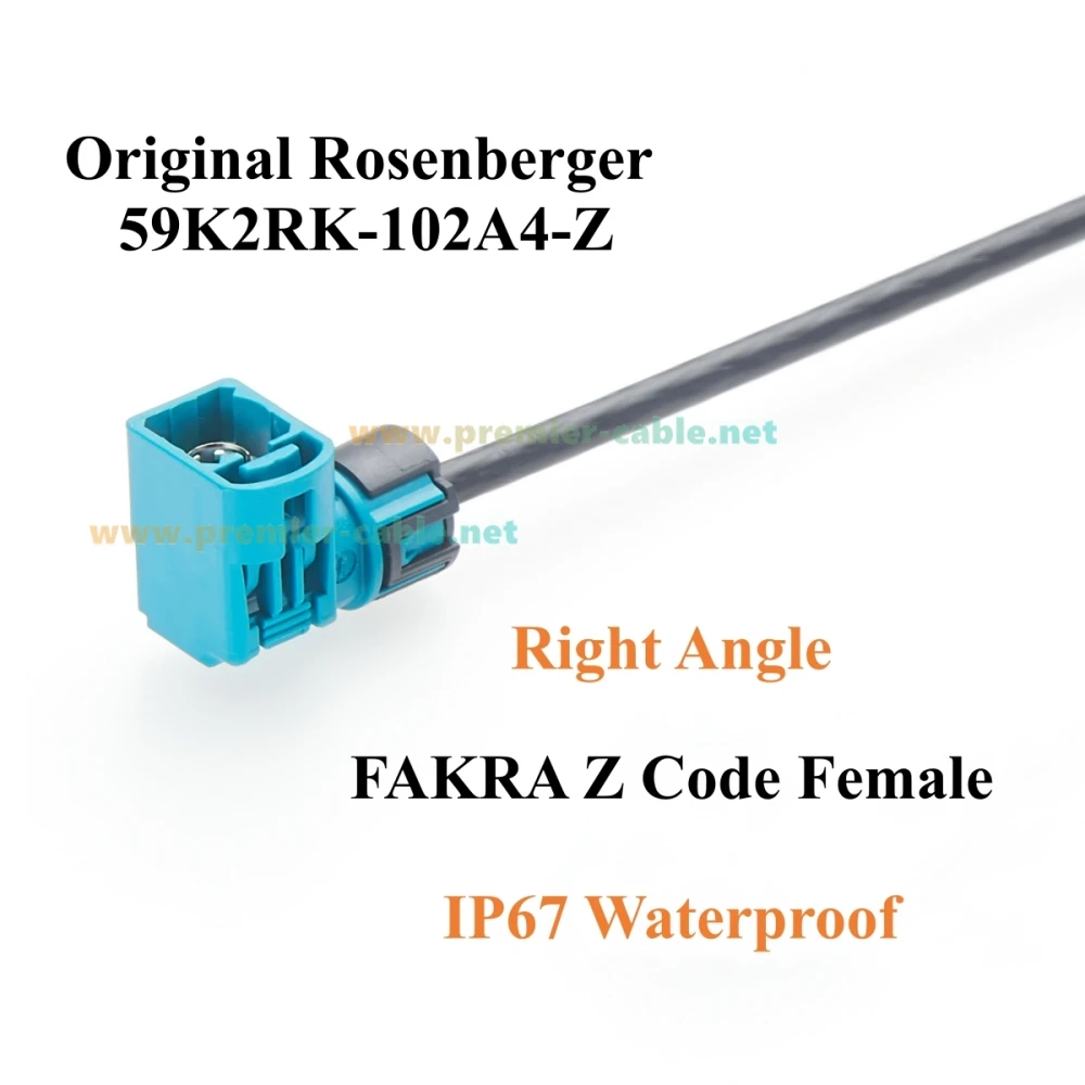Right Angle Fakra Z Code Automotive RF Cable IP67 Rosenberger 59K2RK-102A4-Z to 59Z163-003-Z for GMSL & FPD-Link Cameras