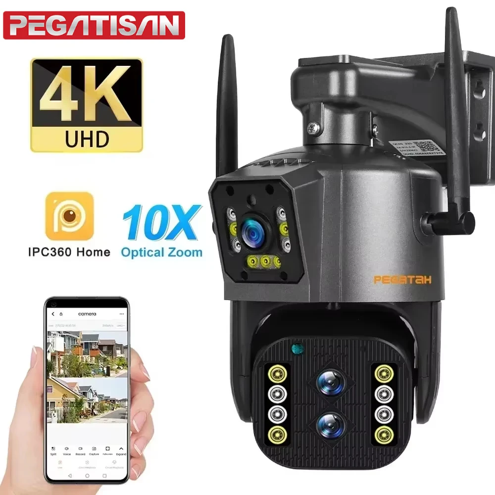 

PEGATISAN 4K WiFi IP Camera 3 Lens 10X Zoom Outdoor 360° Surveillance Security Camera Smart Home Ai Tracking CCTV Cam