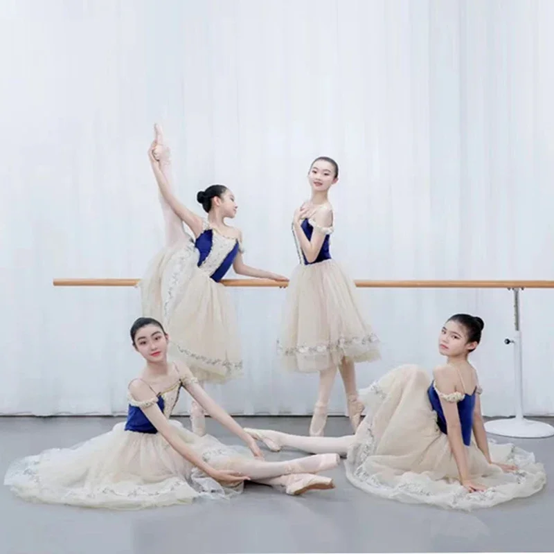 فستان باليه توتو للفتيات ، ملابس جمباز ، فساتين بيضاء طويلة ، زي رقص الأميرة راقصة الباليه ، فستان حفلة عيد ميلاد