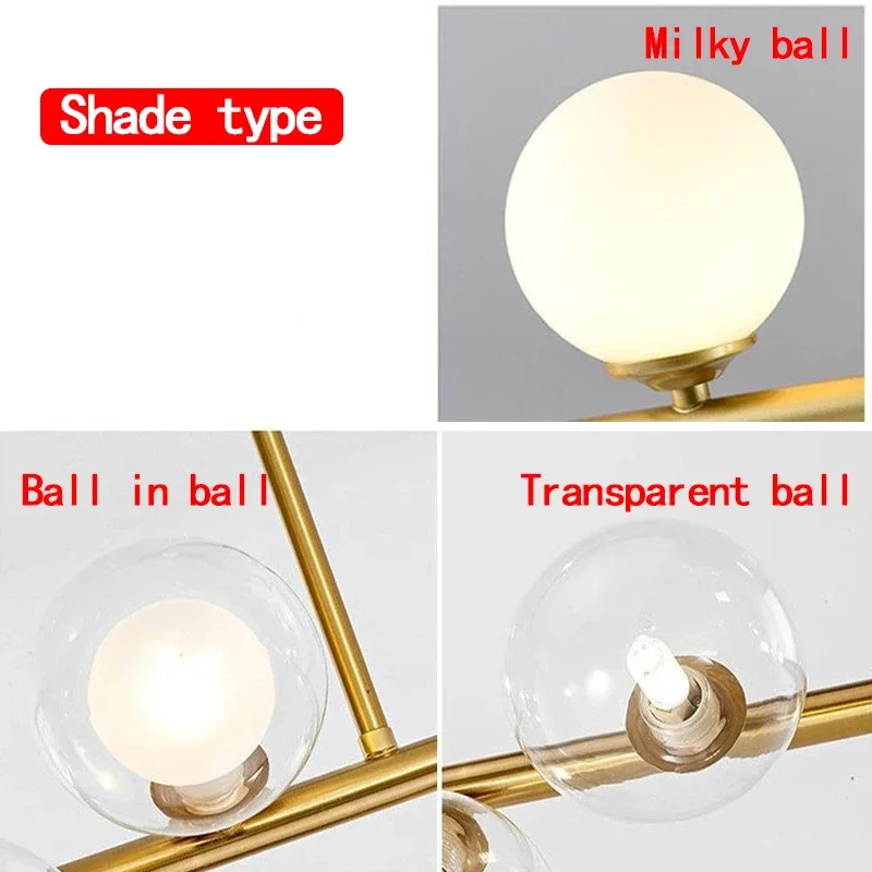 Imagem -06 - Luz Pendurada Led Nórdico Feijão Mágico Bola de Vidro Longo Moderno Criativo Minimalista Ferro Strip Lustre Home Restaurant Decor Lamp Bola de Vidro