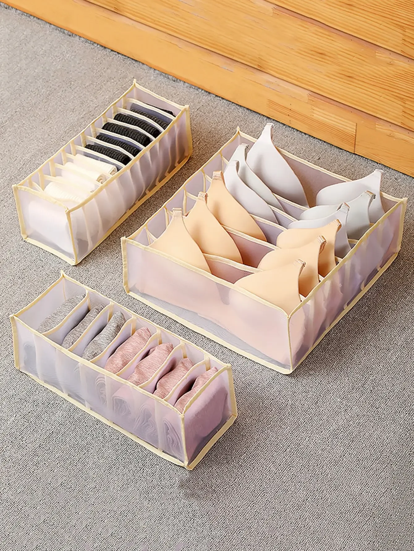 Clothes Jeans Organizer Underwear Drawer Storage Box Clothes Bras Socks Organizer Wardrobe Dormitory Compartment Storage Bag