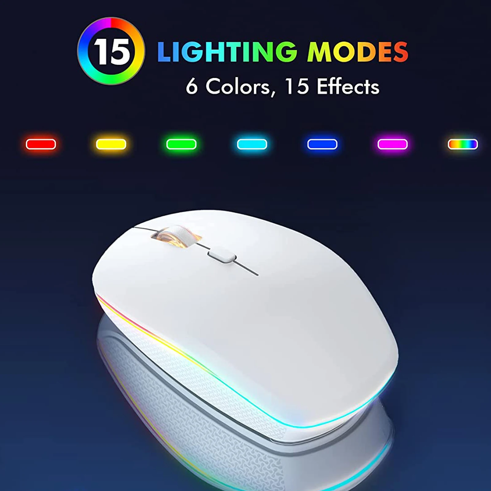 

Wireless Rechargeable Mouse RGB Backlit Silent Ergonomic quick click Adjustable DPI Charging Compact Portable for Mac PC Laptop