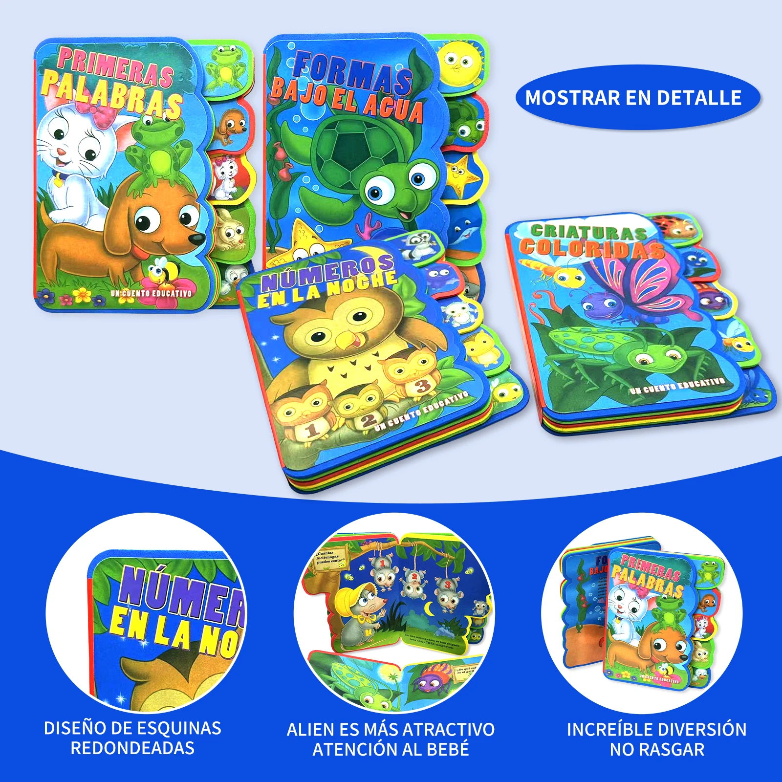 Buku cerita anak-anak Spanyol karton gambar hewan/serangga pendidikan buku belajar prasekolah merangsang interet anak-anak