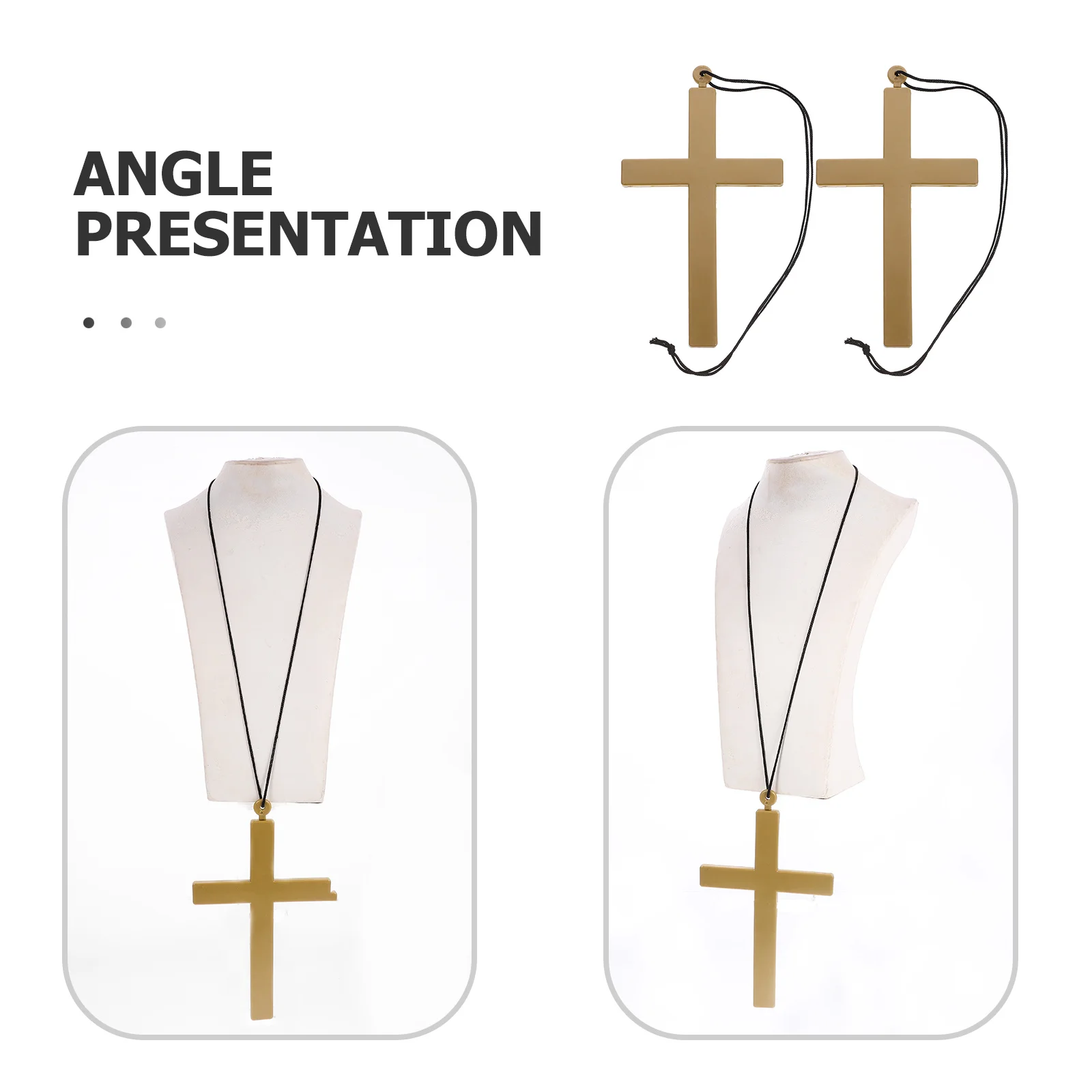 

2Pcs Cross Pendant Large Crucifix Necklace for Nun Priest Monk Party Halloween Dress Up Decoration Photography Prop