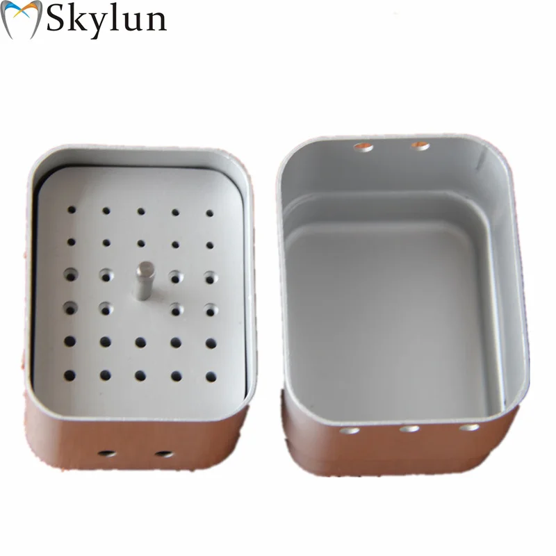 Dental 28-Hole Bur Sterilization Box SL313 Root Canal File Bur Holder Gutta Percha Disinfection Storage Case for Dental Tools