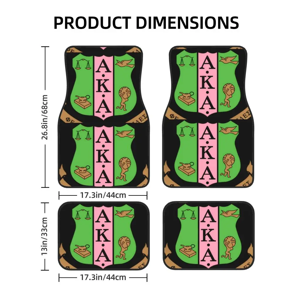 Alpha Kappa Alpha Sorority Car Waterproof Rubber Car Mats 4PCS Car Floor Carpets Rugs Non-Slip Auto Foot Mats Universal Type