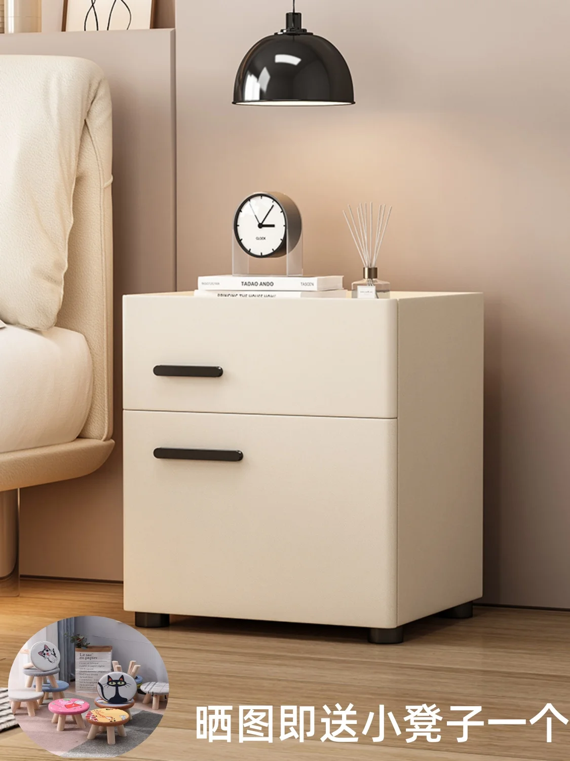 Safe, bedside table, integrated solid wood intelligent home safe, multifunctional and minimalist bedroom, small bedside cabinet