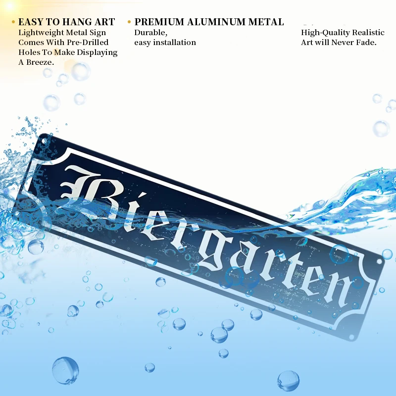 لافتة معدنية عتيقة لرياض الأطفال الألمانية - ديكور حائط من الألومنيوم الريفي لبار البيرة والحانة والمطعم والمقهى - حروف على الطراز القوطي